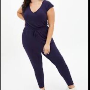 Torrid Navy Blue Dolman Sleeve Jersey Romper/Jumpsuit
